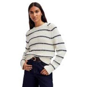 NWT Madewell Textured Cotton Crewneck Striped Chunky Knit Sweater Size Large